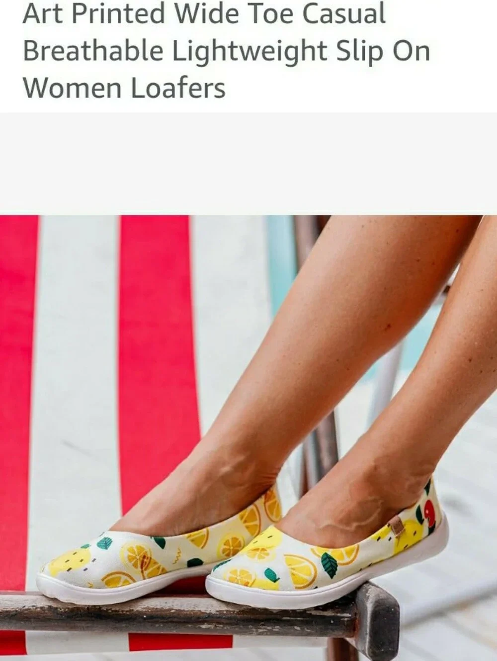 UIN Yellow Lemon Print Slip-On Loafers for Women